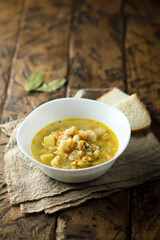 Homemade fish soup with vegetables