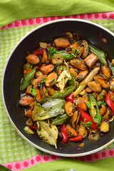 Oseng Kerang Saus Tiram, Indonesian food. Stir-fried mussels with oyster sauce, soy sauce, lemongrass, bayleaf, ginger, garlic and chili.