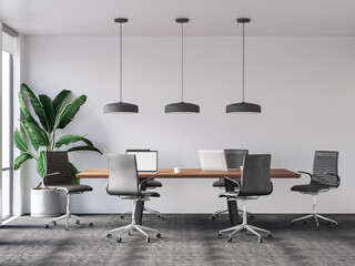 Interior Modern Office Meeting Room Wall Mockup
