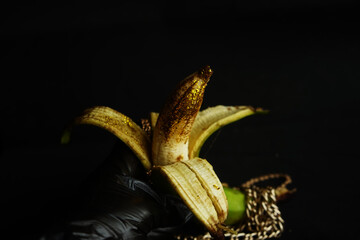 banana on black background