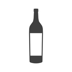 Wine bottle with label isolated on white background. Vector illustration.