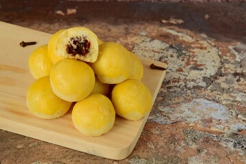 Homemade traditional Cookies in Indonesia, Kue Nastar, pineapple tart cookies garnish with clove