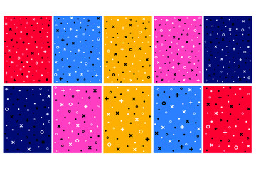 Abstract colorful pop art background design. Bright colorful hipster vector set. Trendy colors abstract covers