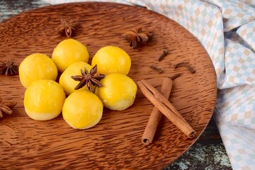 Indonesian pineapple tart cookies or Nastar served to celebrate Idul Fitri / Ied Mubarak / Eid Al...