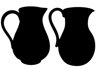 The pitchers are large for kitchen needs. Vector image.