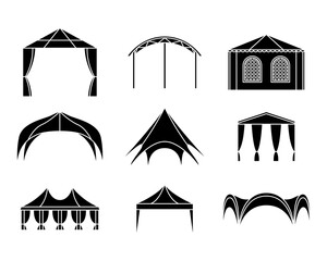 Vector set of event tent illustrations. Simple style. © ArTalya