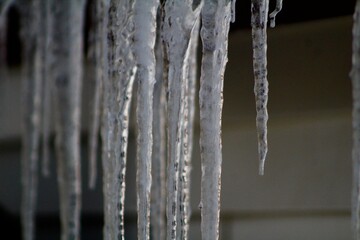 Close up of icicles
