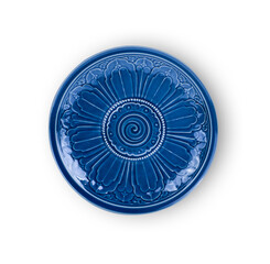 Blue plate ceramic isolated on white