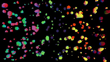 3D pixel blocks over black