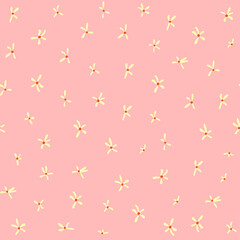 Cute floral seamless pattern with flowers sketches  in minimalistic  style. Flower repeated texture for stylish fabric design or wrapping paper.