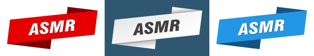 asmr banner. asmr ribbon label sign set