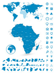 Detailed map of Africa and World map navigation set