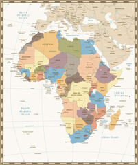 Africa old retro map