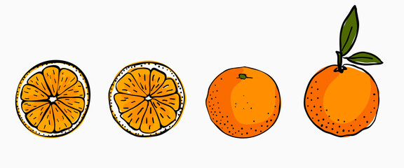 isolated childish hand drawing circle orange cartoon element for logo, icon, or any usage. vector design.