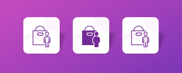 Webshopping bag icon set in line, solid, glyph, 3d gradient style