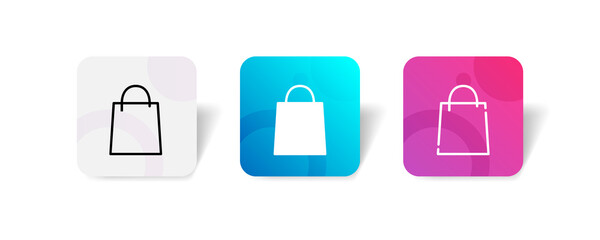 shopping bag icon set in line, solid, glyph, 3d gradient style