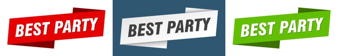 best party banner. best party ribbon label sign set