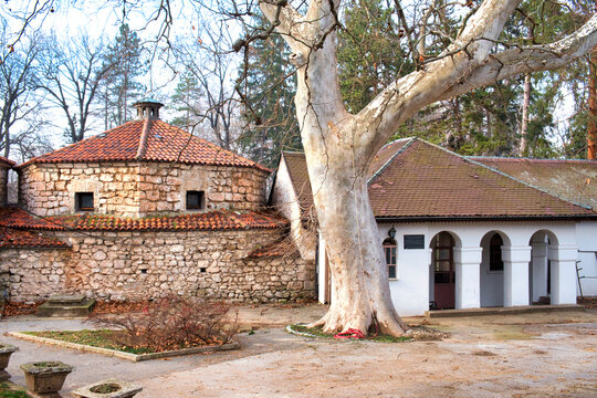 Facade of old Turkish bath - wellness heart of Sokobanja water resort in Serbia
