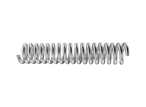 Silver color coil spring isolated over white background. 3D render