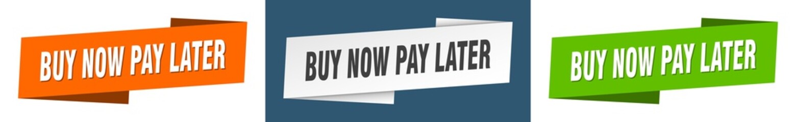 buy now pay later banner. buy now pay later ribbon label sign set