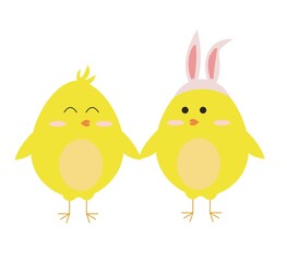 Happy easter chick chicken love icon kid vector cute set
