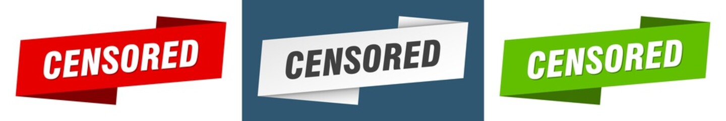 censored banner. censored ribbon label sign set
