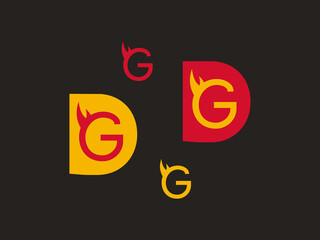 Red and yellow G logo with flames