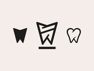 Set of logos in the form of chewing teeth