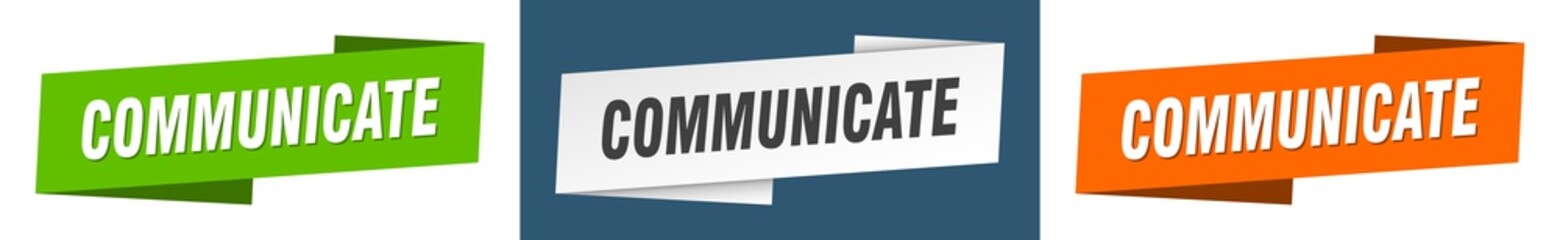 communicate banner. communicate ribbon label sign set