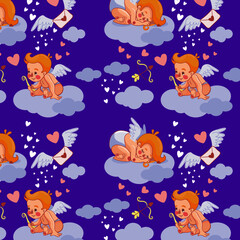 cupid pattern vector color illustration