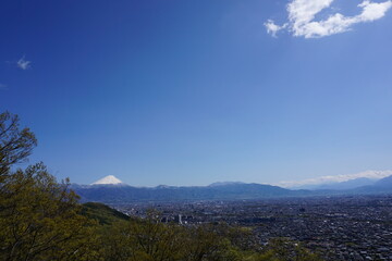 Obraz premium 富士山と甲府盆地