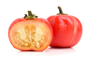 Pumpkin on a Stick, an ornamental eggplant on white background