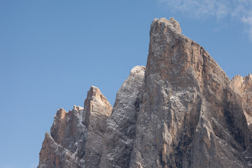 Detail of vertical Dolomites wall in Italy