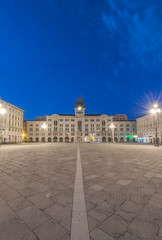 Italy, Trieste, Piazza Unita d'Italia at dawn