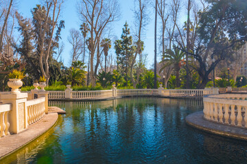 Castellón de la Plana, Valencian Community, Spain (Costa del Azahar). Beautiful Ribalta Park pond....