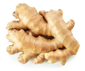 Ginger root isolated on white background, top view 