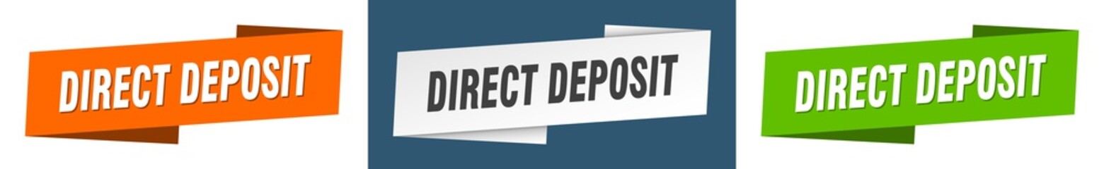 direct deposit banner. direct deposit ribbon label sign set