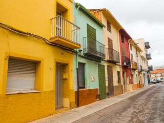 Fototapeta premium Sant Joan de Moró (San Juan de Moró), province of Castellón, Valencian Community, Spain. Beautiful spanish antique street and houses. Empty village due to Covid.