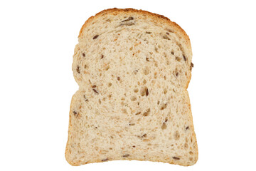 White bread loaf sliced piece top view. Isolated on white
