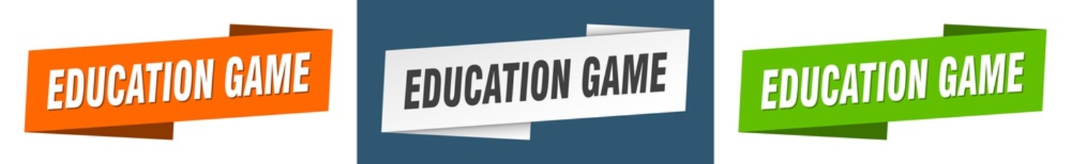 education game banner. education game ribbon label sign set