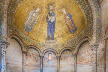 Italy, Trieste, Trieste Cathedral Mosaics. These mosaics in the Byzantine style were created in the 13th century by artisans from Veneto