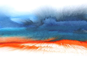 Zelfklevend Fotobehang 3D digital Illustration. Color blot splash. Abstract horizontal background. © Liliia