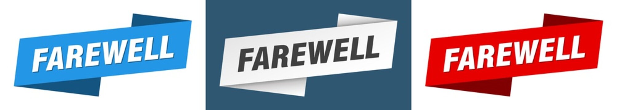 Farewell Banner. Farewell Ribbon Label Sign Set