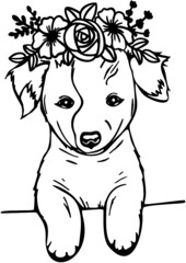 Dog with flower, Dog, Puppy sılhouette, Bulldog, Dog lover, Animal, Pet