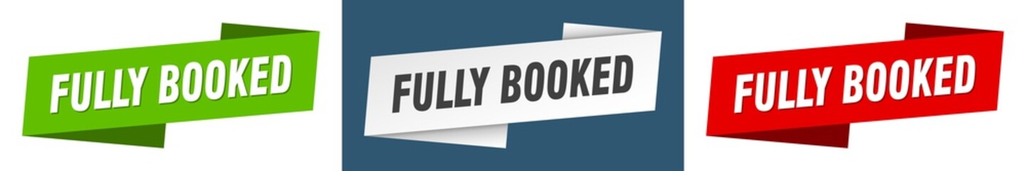 fully booked banner. fully booked ribbon label sign set