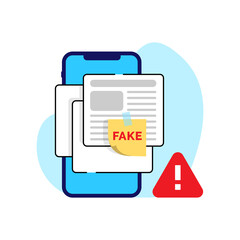 selective in filtering about information, hoax, fake news on smartphone screen concept illustration flat design vector eps10