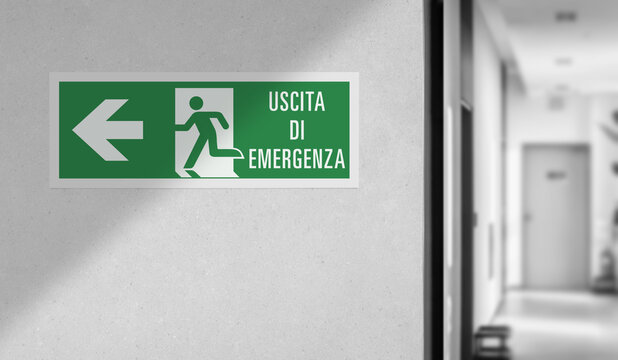 Cartello a muro uscita di emergenza a sinistra