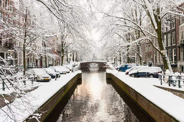 Foto auf Leinwand Amsterdam in de winter, Amsterdam in winter © AGAMI
