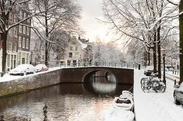 Poster Amsterdam in de winter, Amsterdam in winter © AGAMI