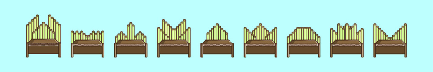 set of pipe organ cartoon icon design template with various models. vector illustration isolated on blue background